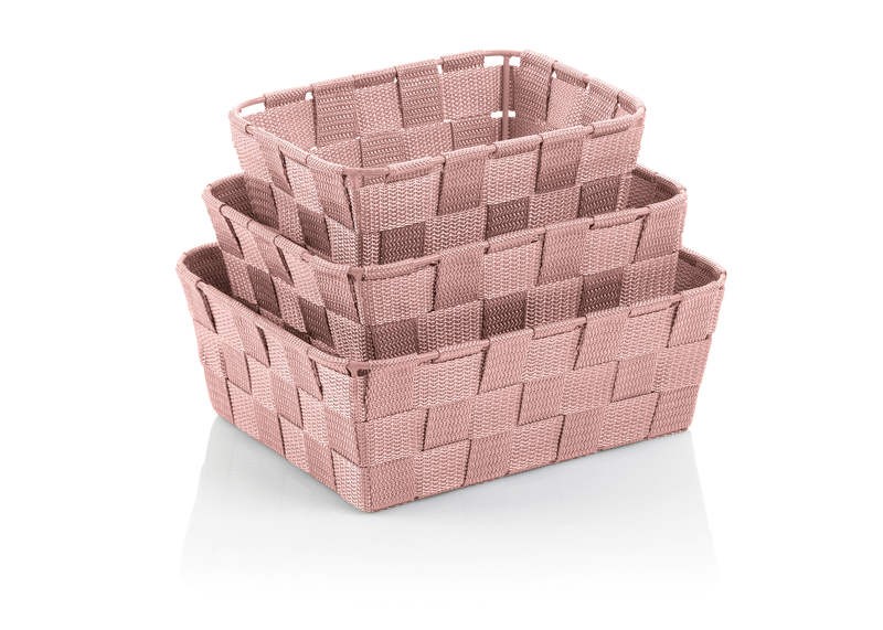 Sada košíků Alvaro plast stříbrno-růžová 3 kusy KL-24353