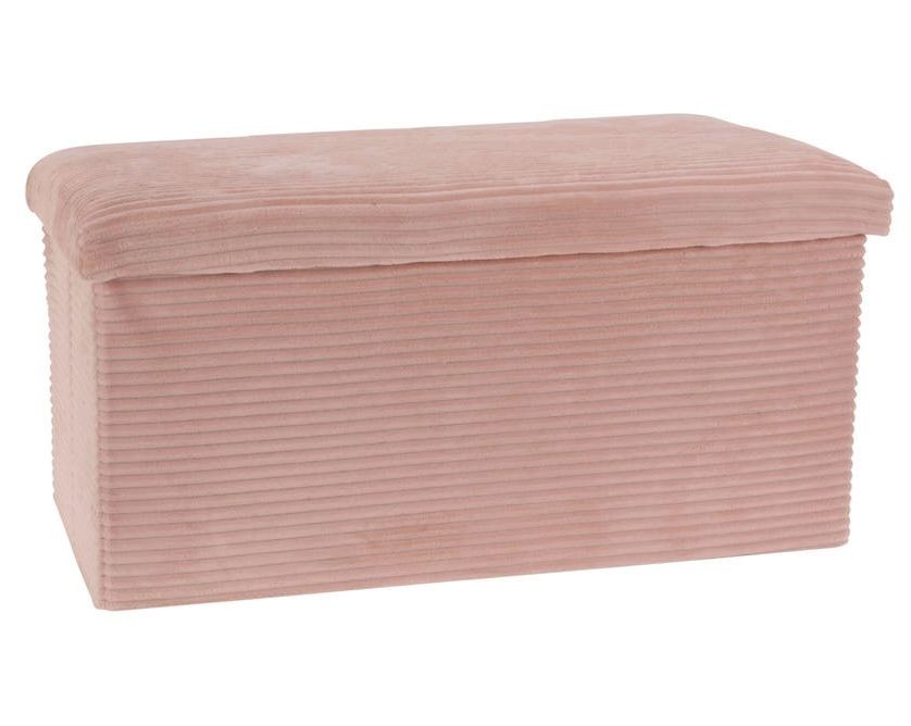 Levně HOMESTYLING Taburet s úložným prostorem SAMET 76 x 40 cm růžová KO-101001110ruzo