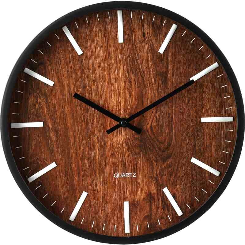 Levně SEGNALE Nástěnné hodiny 30 cm tmavé dřevo KO-837362320