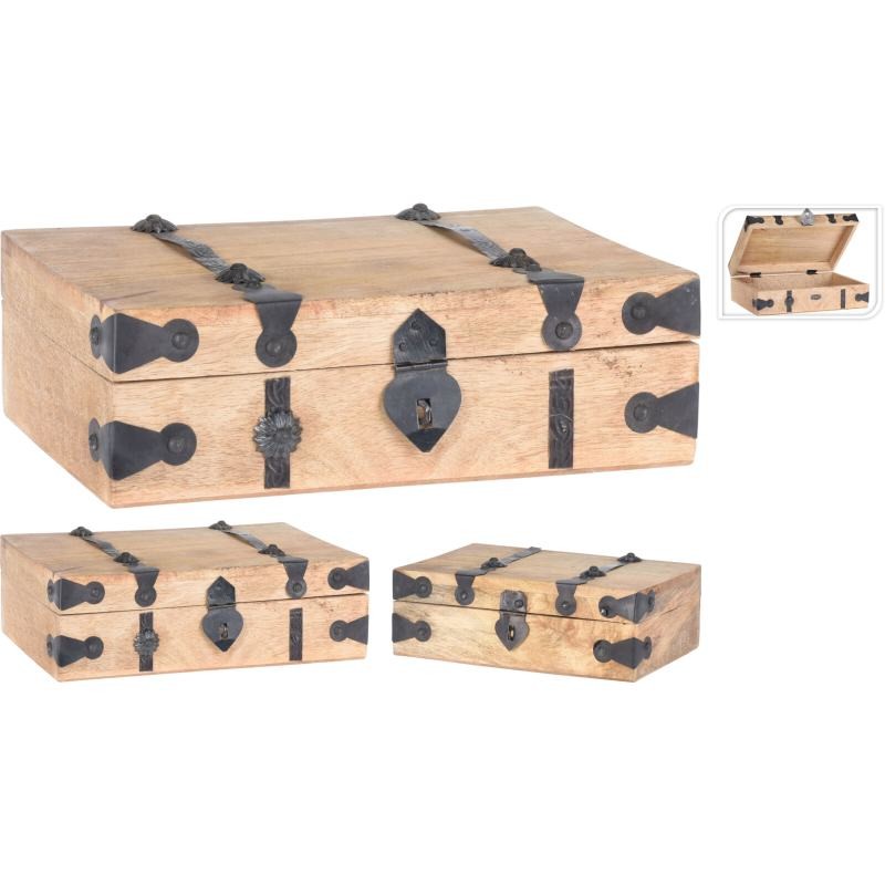 Levně HOMESTYLING Úložná krabice dřevěná sada 2 ks KO-A65000870