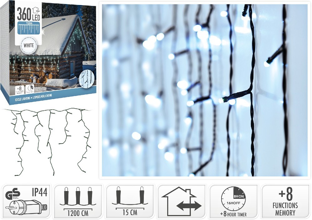 Levně HOMESTYLING Světelný řetěz vánoční 360 led žárovek bílý KO-AX8450310