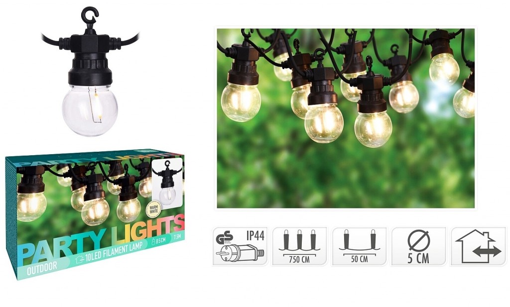 PROGARDEN Světelný řetěz LED PARTY venkovní 20 žárovek KO-AXC100160