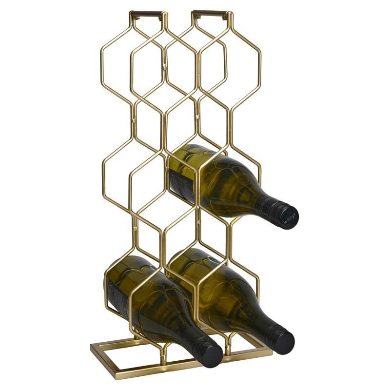 Levně EXCELLENT Stojan na víno kovový 8 lahví zlatá KO-C37880420