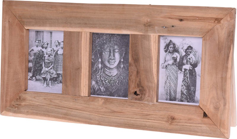 Levně HOMESTYLING Fotorámeček z teakového dřeva na 3 fotky 55 x 28 cm KO-J11800030