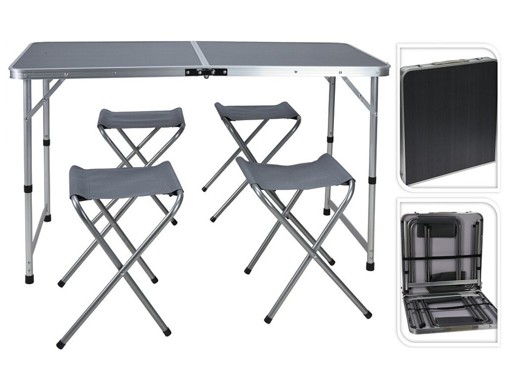 Levně PROGARDEN Kempingový nábytek stůl + 4 židle skládací REDCLIFFS KO-X61210200