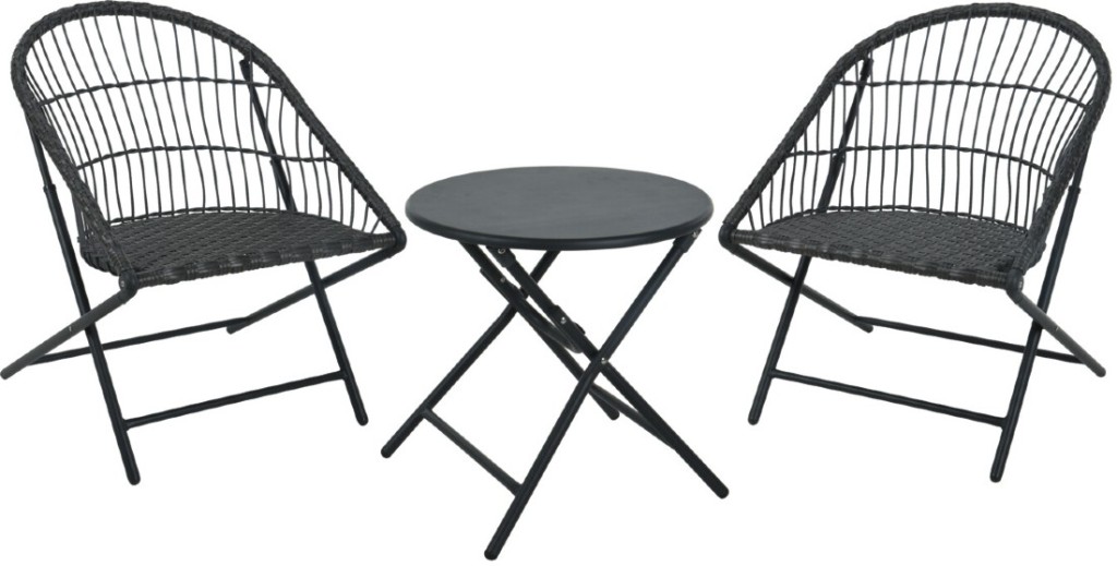 PROGARDEN Zahradní nábytek skládací sada stůl + 2 židle umělý ratan KO-X87000150