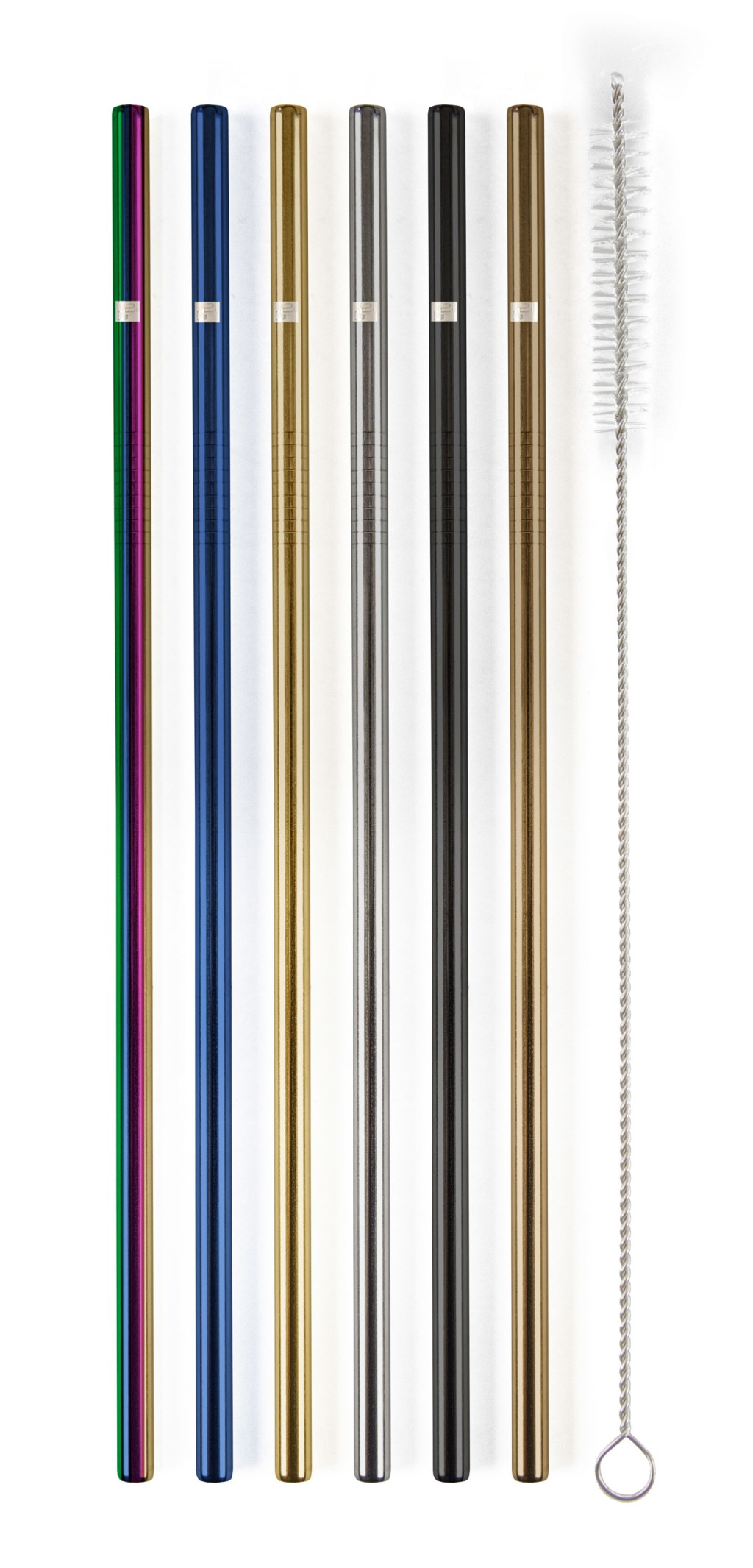 Levně G21 Kovová brčka G21 BeEco Classic 6 ks mix barev, rovná + kartáček na čištění G21-6352108