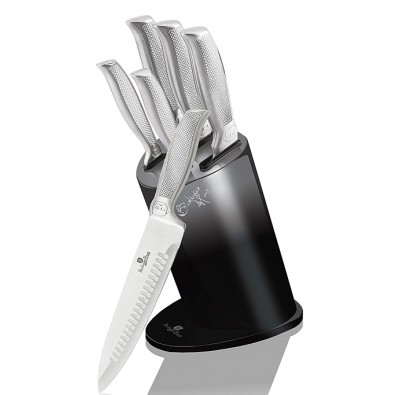 BERLINGERHAUS Sada nožů ve stojanu 6 ks Black Silver Metallic Line Kikoza Collection