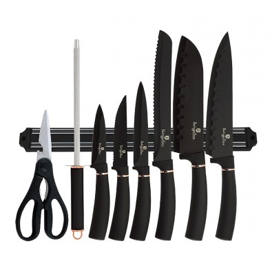 BERLINGERHAUS Sada nožů s magnetickým držákem 10 ks Black Rose Collection