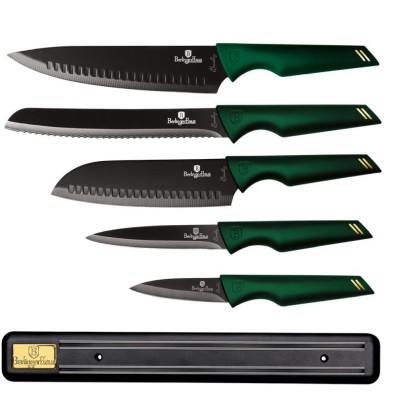 Sada nožů s nepřilnavým povrchem 6 ks Emerald Collection s magnetickým držákem