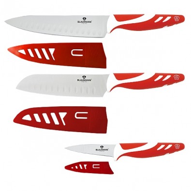 BLAUMANN Sada nožů Blaumann s nepřilnavým povrchem 3 ks červená