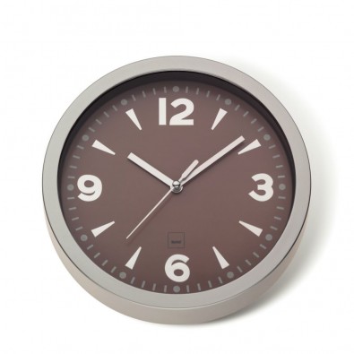 KELA Nástěnné hodiny STOCKHOLM plastik, hnědá H 4cm / Ř 20cm