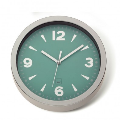 KELA Nástěnné hodiny TURIN plastik, mentolová H 4cm / Ř 20cm