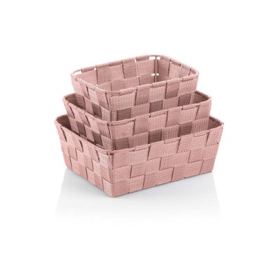 Sada košíků Alvaro plast stříbrno-růžová 3 kusy