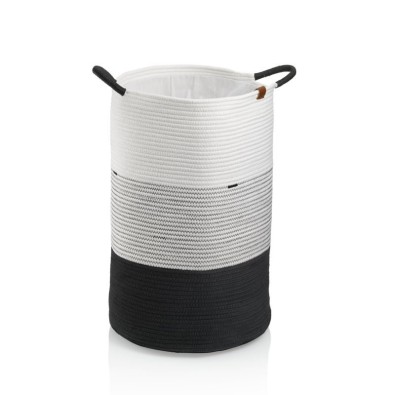 Sáček na prádlo Hedda směs bavlna/polyester bílo-černá 57,0 cm  40,0 cm