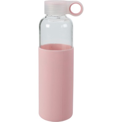 Láhev na nápoje skleněná s obalem 550 ml růžová