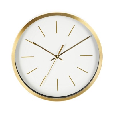 Nástěnné hodiny se zlatým rámem 25 cm bílá