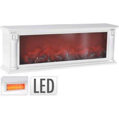 Elektrický krb s LED plameny 63 x 22 cm bílá - design.vady