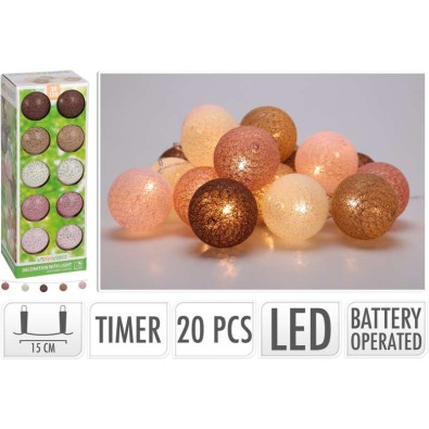Světelný řetěz LED 20 ks hnědá / růžová