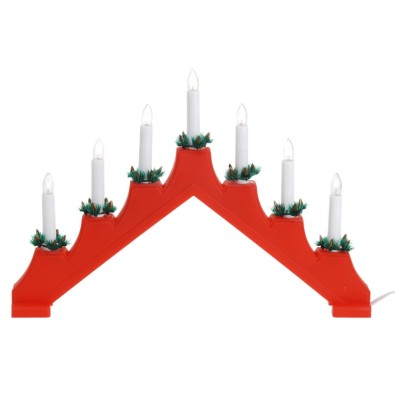 Vánoční dekorace LED svícen 7 svíček červená