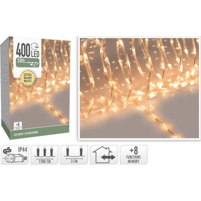 Vánoční světelný řetěz teplá bílá 400 LED / 12 m