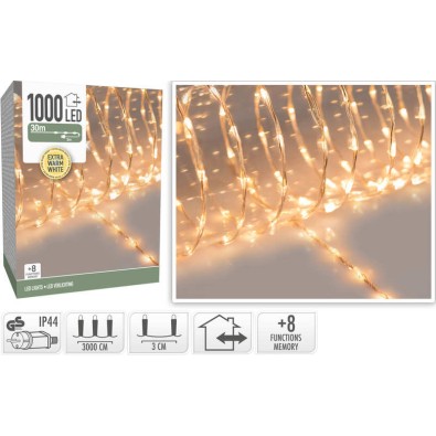 Vánoční světelný řetěz teplá bílá 1000 LED / 30 m