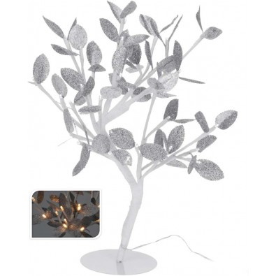 EXCELLENT Vánoční světelný stromek stříbrné listy, 96LED, 100 cm, teplá bílá