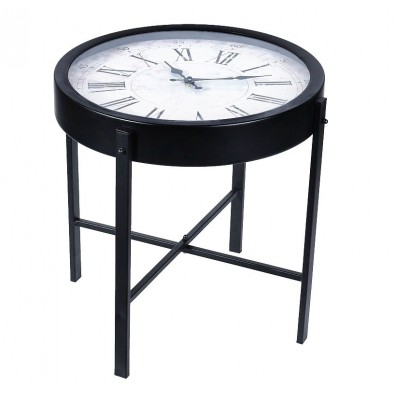 HOMESTYLING Konferenční stolek s hodinami HOMESTYLING 40 x 40 cm bílý ciferník