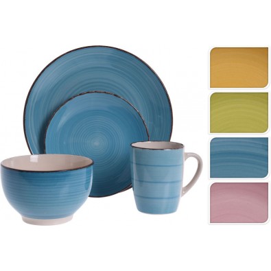 EXCELLENT Jídelní sada talířů keramika 16 ks modrá