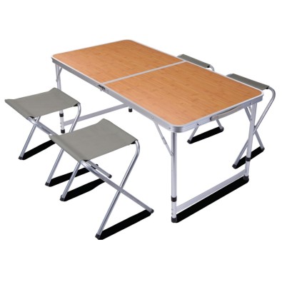 PROGARDEN Kempingový nábytek stůl + 4 židle skládací REDCLIFFS ocel/dřevo
