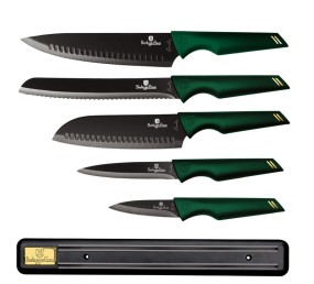 Sada nožů s nepřilnavým povrchem 6 ks Emerald Collection s magnetickým držákem