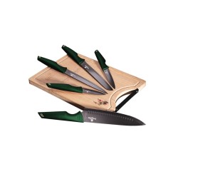 BERLINGERHAUS Sada nožů + prkénko 6 ks Emerald Collection