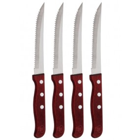 Nůž steakový nerez / dřevo 4 ks