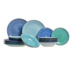 Jídelní sada talířů 18 ks modrá