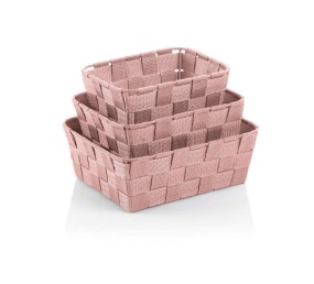 Sada košíků Alvaro plast stříbrno-růžová 3 kusy