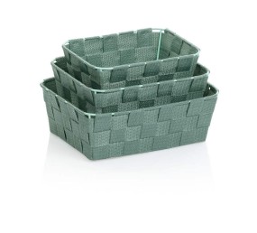 Sada košíků Alvaro plast vláknová páska limetková zelená 3 kusy