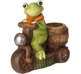 Květináč keramický žába na motocyklu