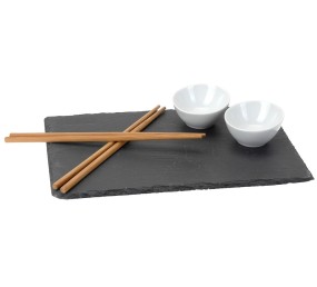 Sushi set porcelán/břidlice/bambus sada 7ks