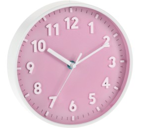 Nástěnné hodiny ručičkové 20 cm růžová
