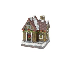 Vánoční dekorace s LED osvětlením domek s růžovou střechou