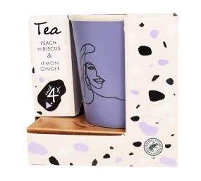 Hrnek s čajem v dárkovém balení fialový
