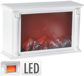 Elektrický krb s LED plameny 33 x 21 cm bílá