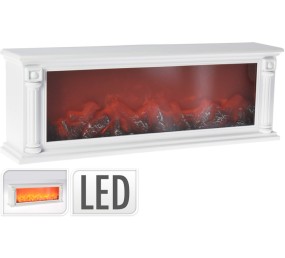 Elektrický krb s LED plameny 63 x 22 cm bílá - design.vady