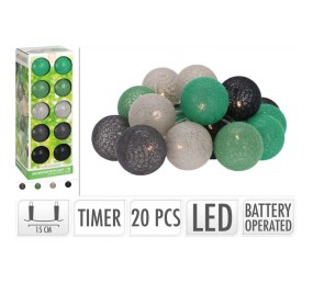 Světelný řetěz LED 20 ks zelená / šedá
