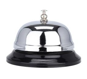 Zvonek recepční hotelový stříbrný 8,5 x 6 cm