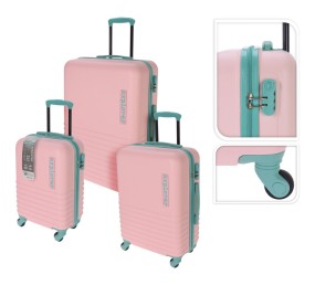 Kufr cestovní na kolečkách sada 3 ks EXPLORER růžová