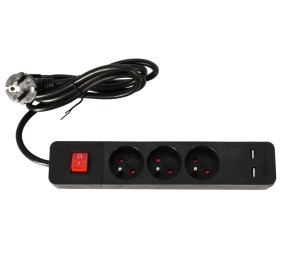 Prodlužovací kabel s vypínačem 1,4 m 3 zásuvky / 2 x USB