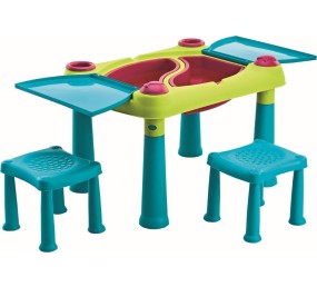 Dětský stolek Keter Creative Play Table se dvěma stoličkami tyrkysový / zelený